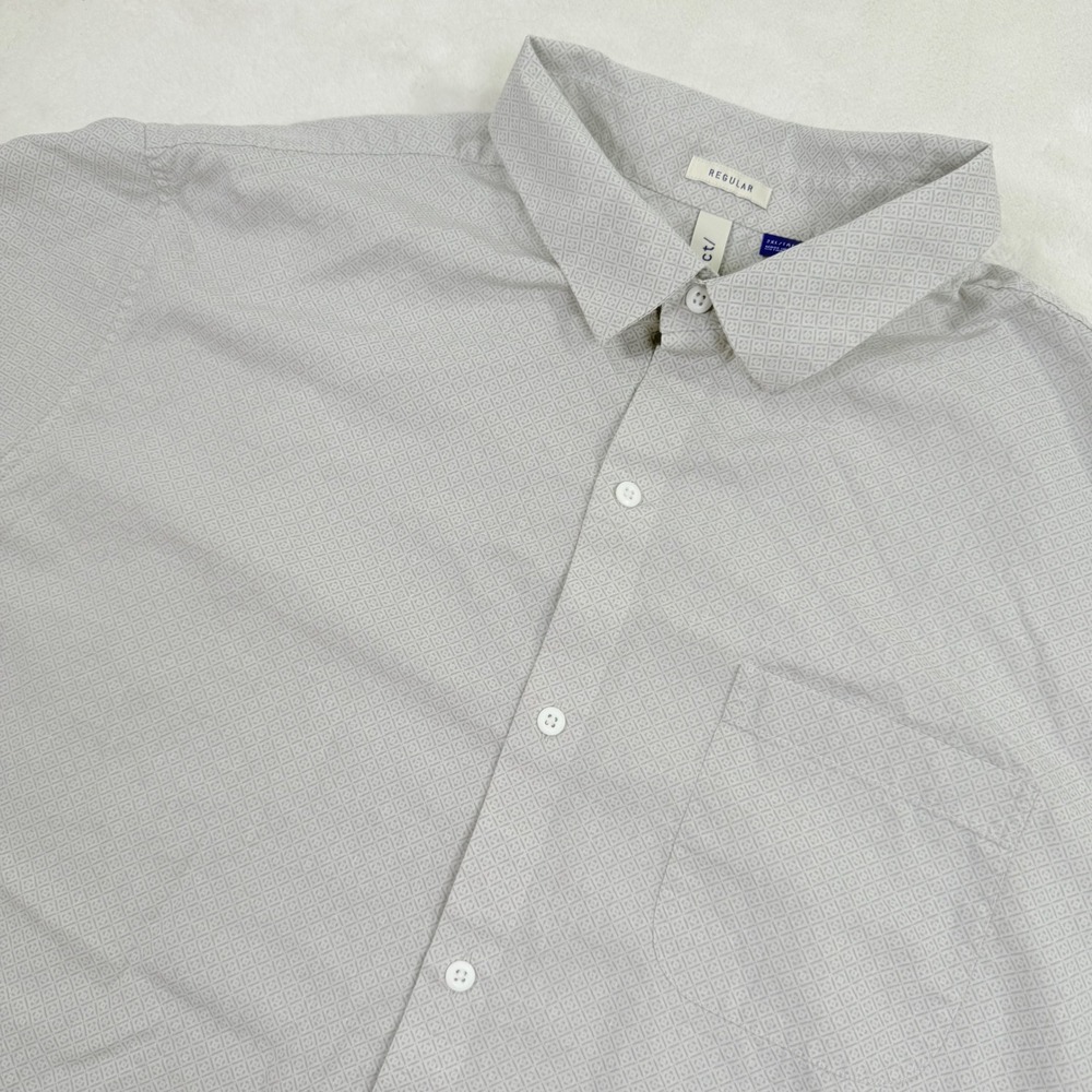 Artefact‎ Mens 2XL Tall Light Grey Geometric Tencel Linen Shirt MGW10267-RG-TL